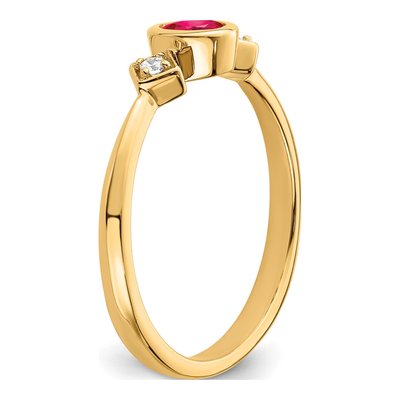 14K Yellow Gold 1/20 ct tw Ruby & Diamond Oval Bezel Ring – view 7