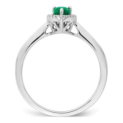 14K White Gold 1/10 ct tw Emerald & Diamond Pear Halo Ring – view 2