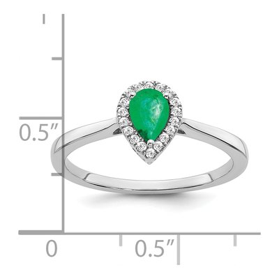 14K White Gold 1/10 ct tw Emerald & Diamond Pear Halo Ring – view 3