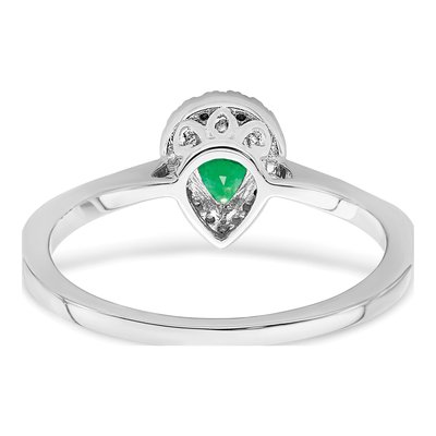 14K White Gold 1/10 ct tw Emerald & Diamond Pear Halo Ring – view 6