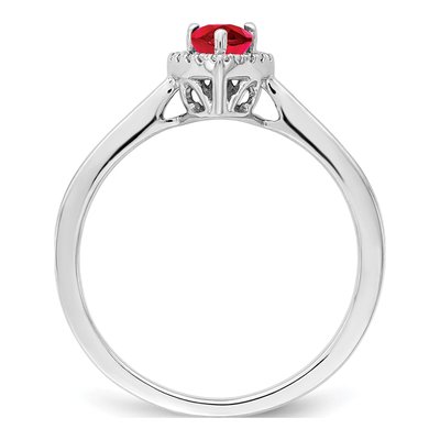 14K White Gold 1/10 ct tw Ruby & Diamond Pear Halo Ring – view 3
