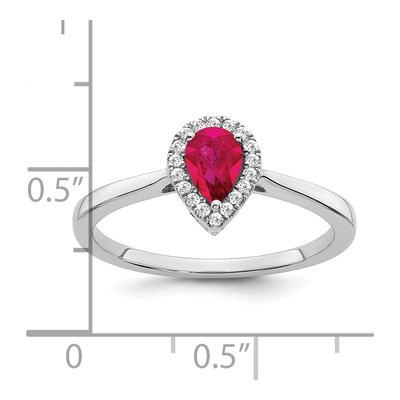 14K White Gold 1/10 ct tw Ruby & Diamond Pear Halo Ring – view 4