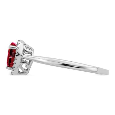 14K White Gold 1/10 ct tw Ruby & Diamond Pear Halo Ring – view 5