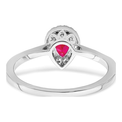 14K White Gold 1/10 ct tw Ruby & Diamond Pear Halo Ring – view 7