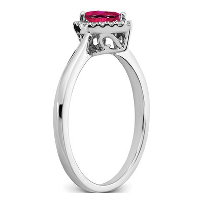 14K White Gold 1/10 ct tw Ruby & Diamond Pear Halo Ring – view 8