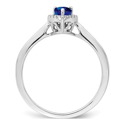 14K White Gold 1/10 ct tw Sapphire & Diamond Pear Halo Ring – view 2
