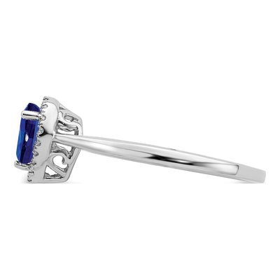 14K White Gold 1/10 ct tw Sapphire & Diamond Pear Halo Ring – view 4