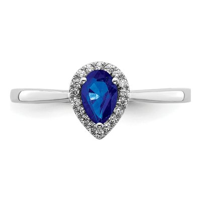 14K White Gold 1/10 ct tw Sapphire & Diamond Pear Halo Ring – view 5
