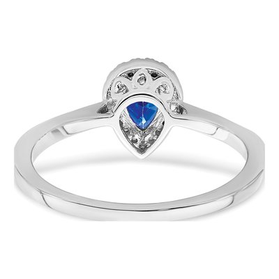 14K White Gold 1/10 ct tw Sapphire & Diamond Pear Halo Ring – view 6