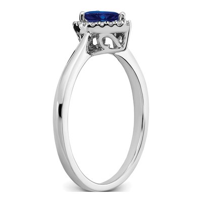 14K White Gold 1/10 ct tw Sapphire & Diamond Pear Halo Ring – view 7