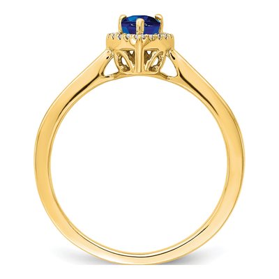 14K Yellow Gold 1/10 ct tw Sapphire & Diamond Pear Halo Ring – view 2