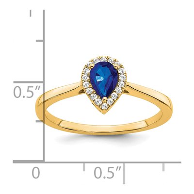 14K Yellow Gold 1/10 ct tw Sapphire & Diamond Pear Halo Ring – view 3