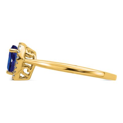 14K Yellow Gold 1/10 ct tw Sapphire & Diamond Pear Halo Ring – view 4