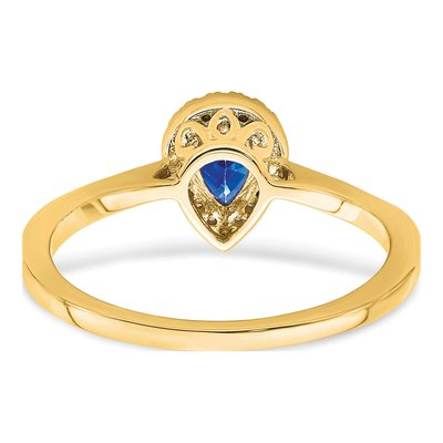 14K Yellow Gold 1/10 ct tw Sapphire & Diamond Pear Halo Ring – view 6