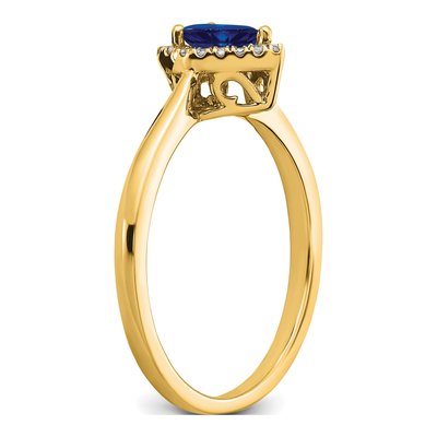 14K Yellow Gold 1/10 ct tw Sapphire & Diamond Pear Halo Ring – view 7