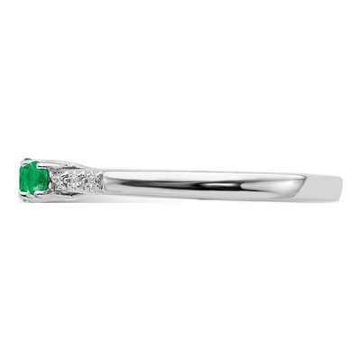 14K White Gold Emerald & Diamond 3-Stone Ring – view 4