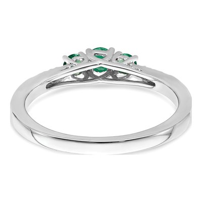 14K White Gold Emerald & Diamond 3-Stone Ring – view 6