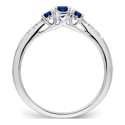 14K White Gold Sapphire & Diamond Graduated Ring – view 3