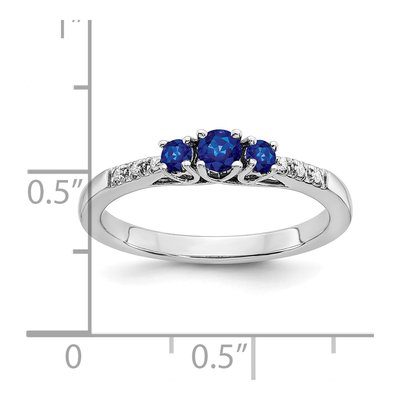 14K White Gold Sapphire & Diamond Graduated Ring – view 4