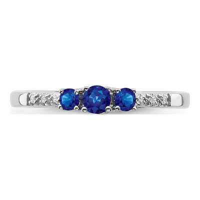 14K White Gold Sapphire & Diamond Graduated Ring – view 6