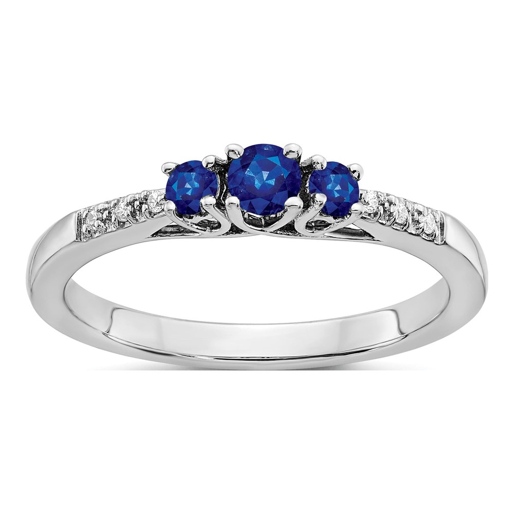 14K White Gold Sapphire & Diamond Graduated Ring
