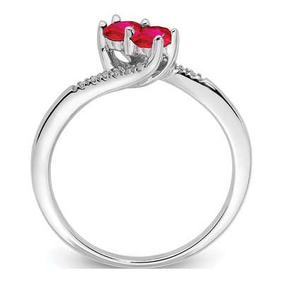 14K White Gold 1/20 ct tw Ruby & Diamond Bypass Ring – view 3