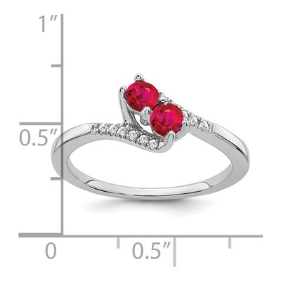 14K White Gold 1/20 ct tw Ruby & Diamond Bypass Ring – view 4
