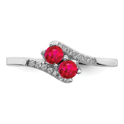 14K White Gold 1/20 ct tw Ruby & Diamond Bypass Ring – view 6