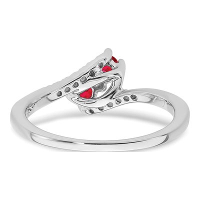 14K White Gold 1/20 ct tw Ruby & Diamond Bypass Ring – view 7