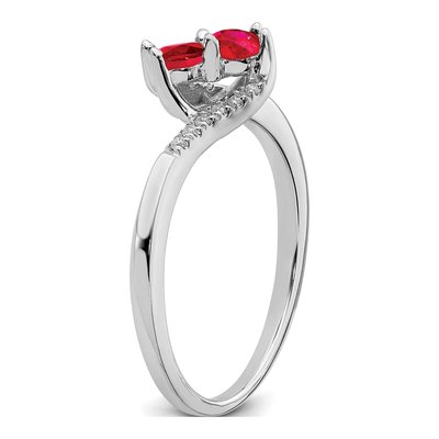 14K White Gold 1/20 ct tw Ruby & Diamond Bypass Ring – view 8