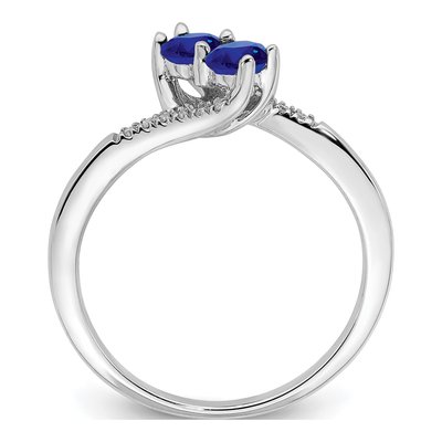 14K White Gold 1/20 ct tw Sapphire & Diamond Bypass Ring – view 2