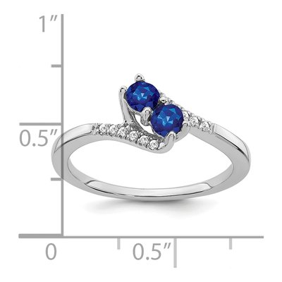 14K White Gold 1/20 ct tw Sapphire & Diamond Bypass Ring – view 3