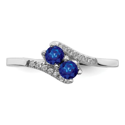 14K White Gold 1/20 ct tw Sapphire & Diamond Bypass Ring – view 5