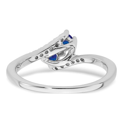 14K White Gold 1/20 ct tw Sapphire & Diamond Bypass Ring – view 6