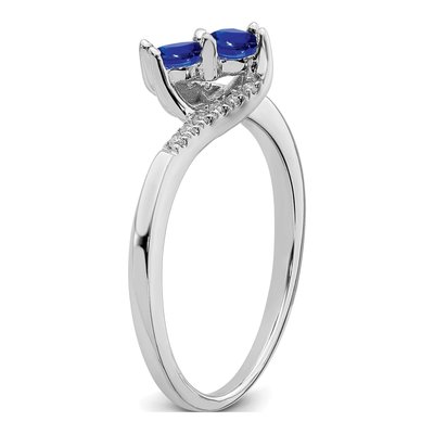 14K White Gold 1/20 ct tw Sapphire & Diamond Bypass Ring – view 7