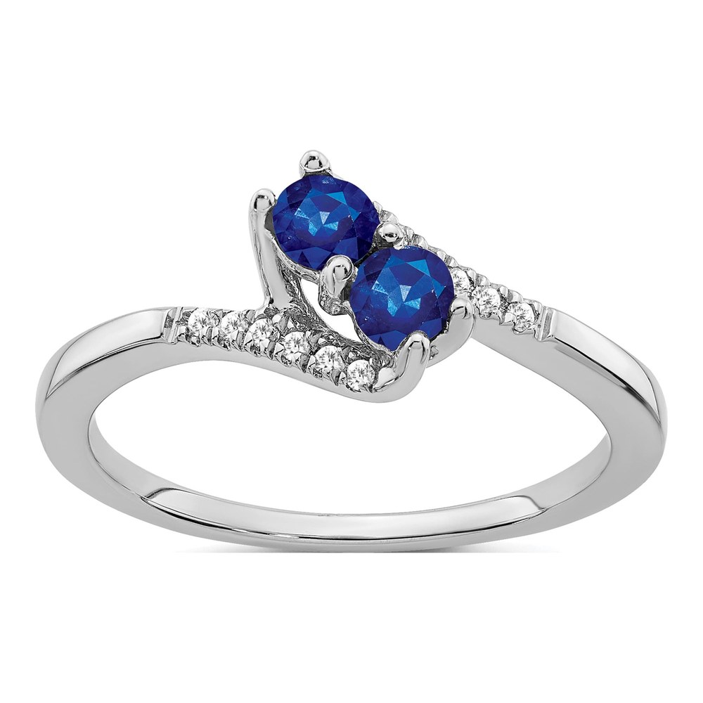 14K White Gold 1/20 ct tw Sapphire & Diamond Bypass Ring