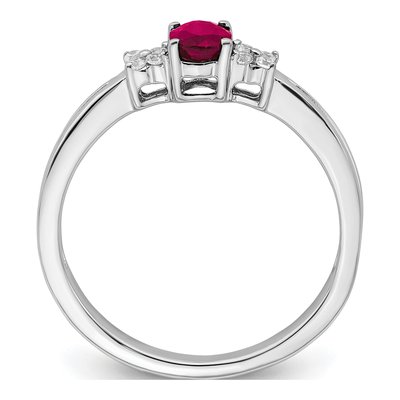 14K White Gold 1/15 ct tw Ruby & Diamond Oval Ring – view 2