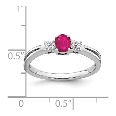 14K White Gold 1/15 ct tw Ruby & Diamond Oval Ring – view 3