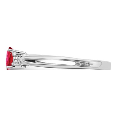 14K White Gold 1/15 ct tw Ruby & Diamond Oval Ring – view 4