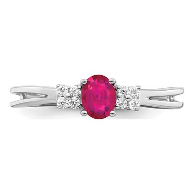 14K White Gold 1/15 ct tw Ruby & Diamond Oval Ring – view 5