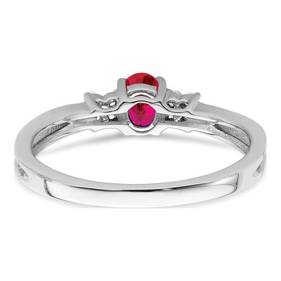14K White Gold 1/15 ct tw Ruby & Diamond Oval Ring – view 6