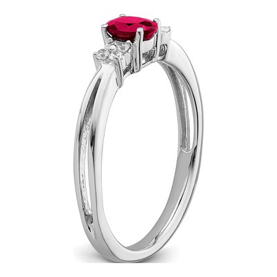 14K White Gold 1/15 ct tw Ruby & Diamond Oval Ring – view 7