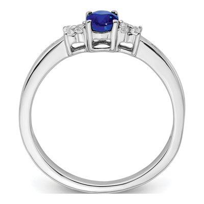 14K White Gold 1/15 ct tw Sapphire & Diamond Oval Ring – view 3