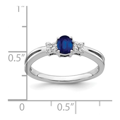 14K White Gold 1/15 ct tw Sapphire & Diamond Oval Ring – view 4