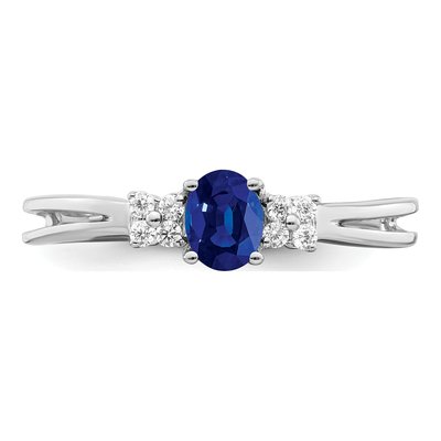 14K White Gold 1/15 ct tw Sapphire & Diamond Oval Ring – view 6