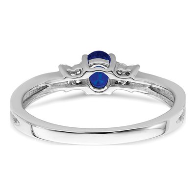 14K White Gold 1/15 ct tw Sapphire & Diamond Oval Ring – view 7