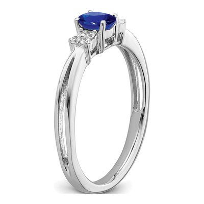 14K White Gold 1/15 ct tw Sapphire & Diamond Oval Ring – view 8