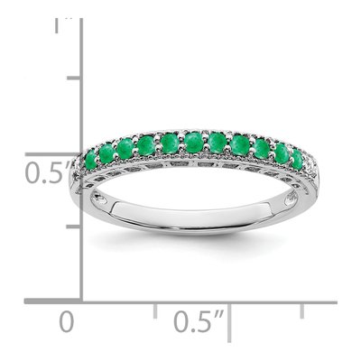 10K White Gold 1/20 ct tw Emerald Diamond Band – view 2