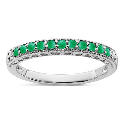 10K White Gold 1/20 ct tw Emerald Diamond Band