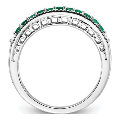 14K White Gold 1/20 ct tw Emerald & Diamond Ring – view 2